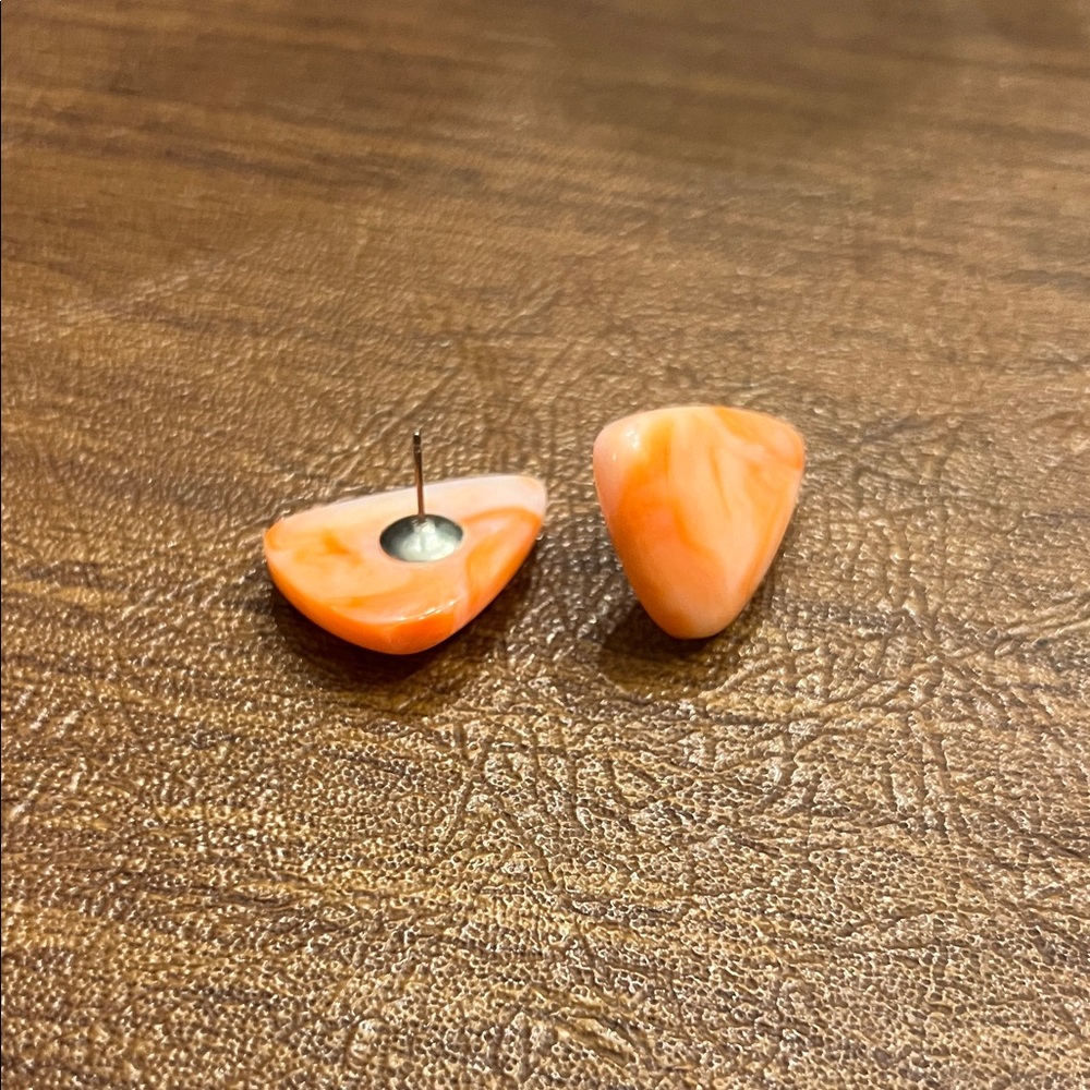 Orange Marbled Stud Earrings